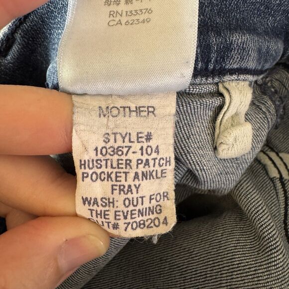 MOTHER Hustler Patch Pocket Ankle Fray Jeans 29 Wash Out for The Evening Denim - Picture 12 of 16